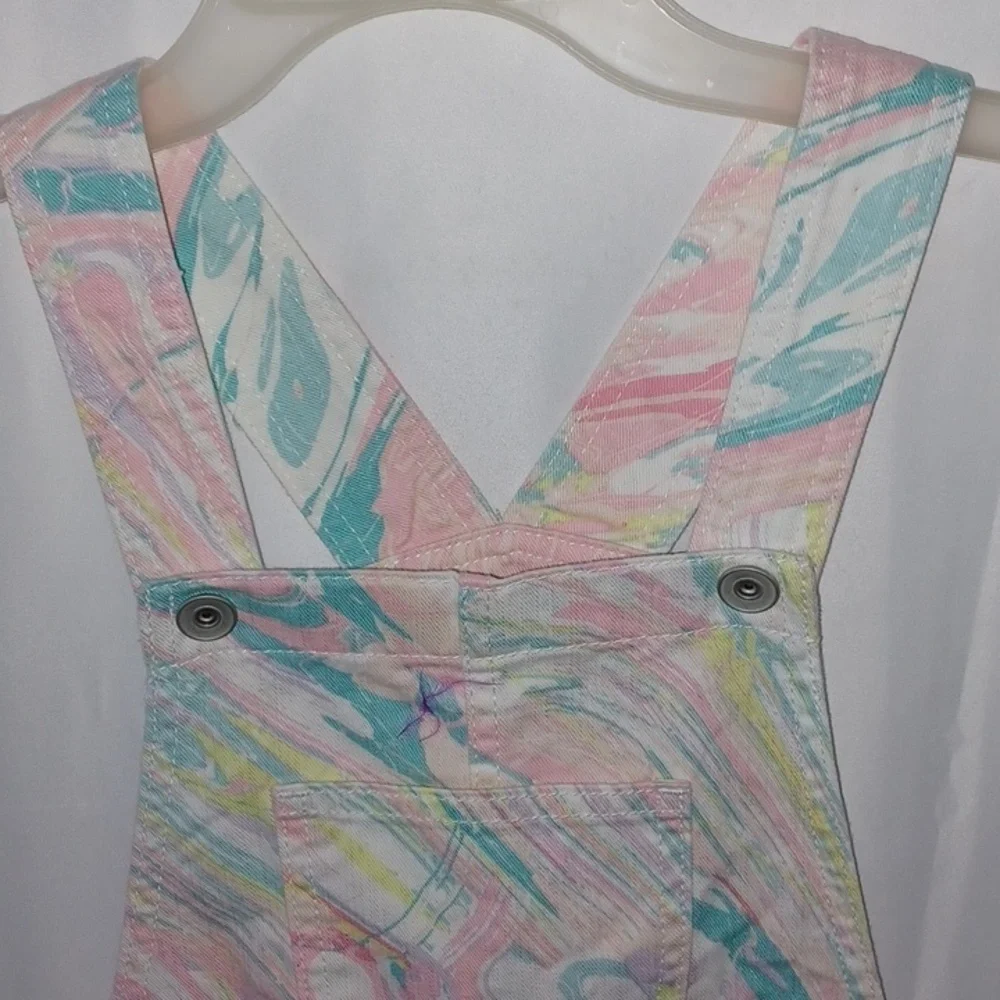 The childrens place rainbow Rose Pottery swirled overalls